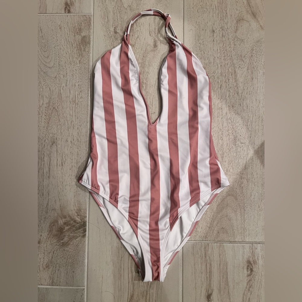 Bathing suite size small white and nude pink